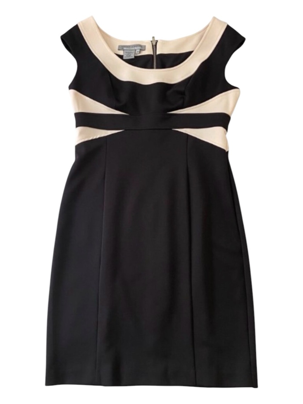 Maggy London for Melanie Lyne Black & Cream SIZE 14 Sleeveless Sheath Dress Wome
